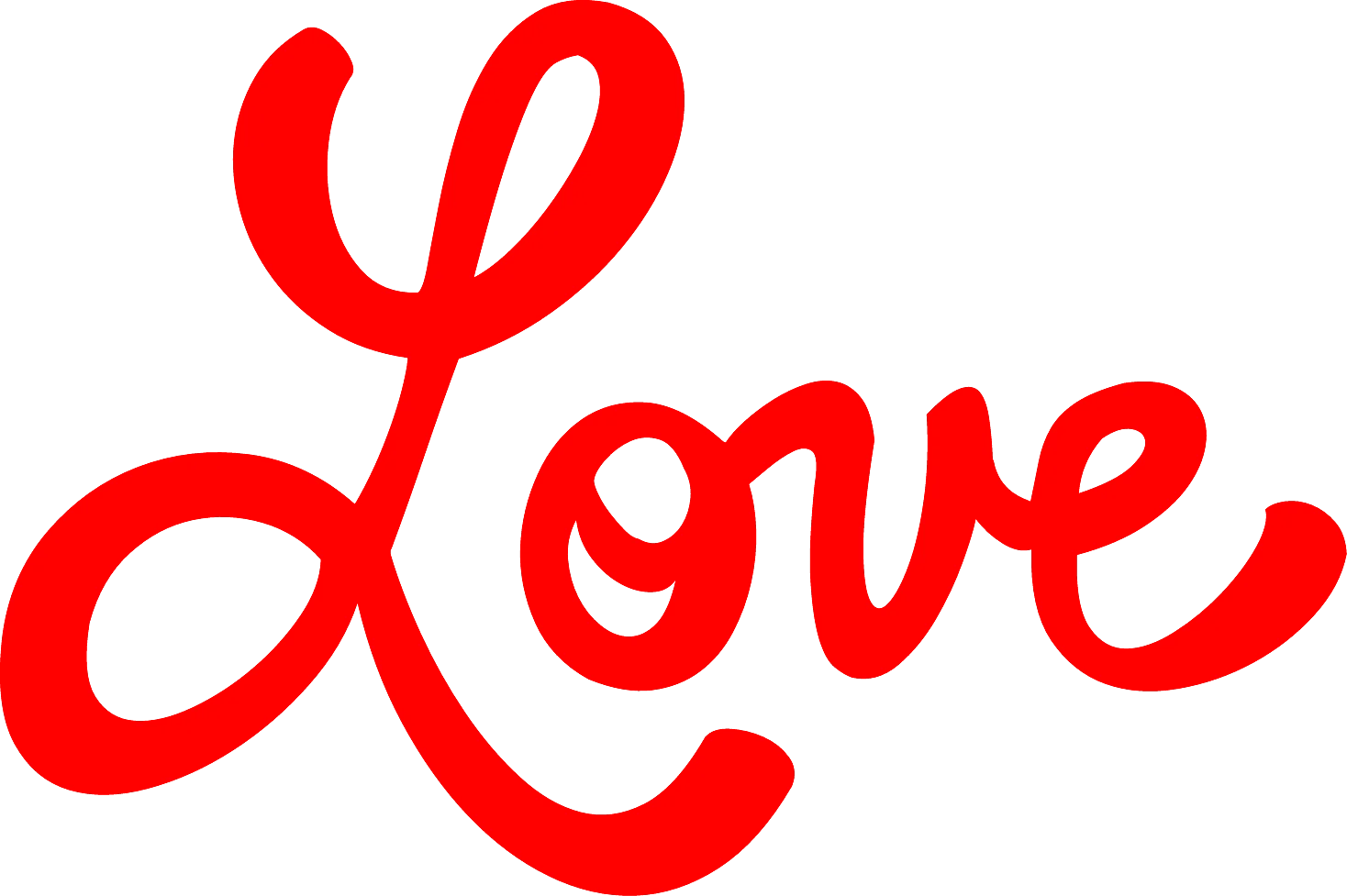 Elegant Handwritten Love Clipart with Flowing Cursive Typography in Passionate Red