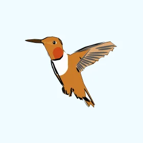 Elegant Orange Hummingbird Clipart Illustration with Dynamic Wing Movement