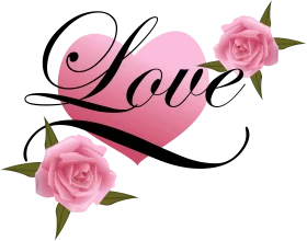 Elegant Pink Heart Love Clipart with Soft Romantic Rose Embellishments
