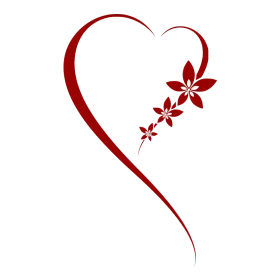 Elegant Red Heart Silhouette with Delicate Floral Accent Romantic Clipart Design