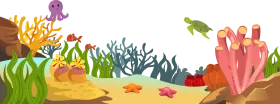 Enchanting Underwater Seascape Coral Reef Clipart Illustration with Marine Life
