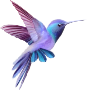 Ethereal Blue and Purple Hummingbird Clipart - Delicate Wing Artistry