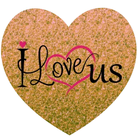Glittery Heart-Shaped Love Us Romantic Sentiment Clipart Design