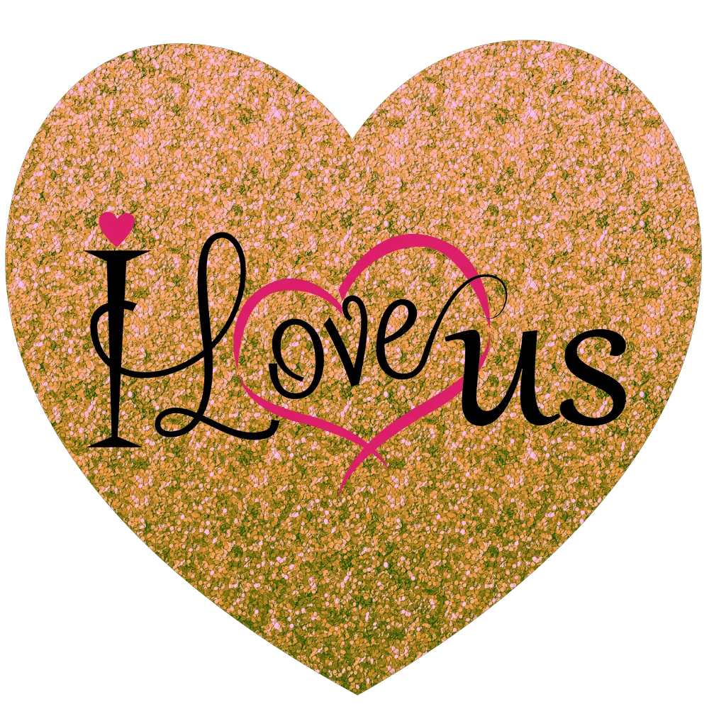 Glittery Heart-Shaped Love Us Romantic Sentiment Clipart Design