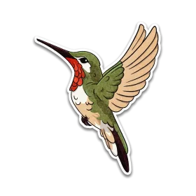 Graceful Green and Cream Hummingbird Sticker Clipart with Delicate Wing Motion