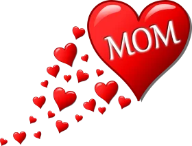 Heartfelt Mom Love Clipart: Radiant Red Hearts Celebrating Maternal Affection
