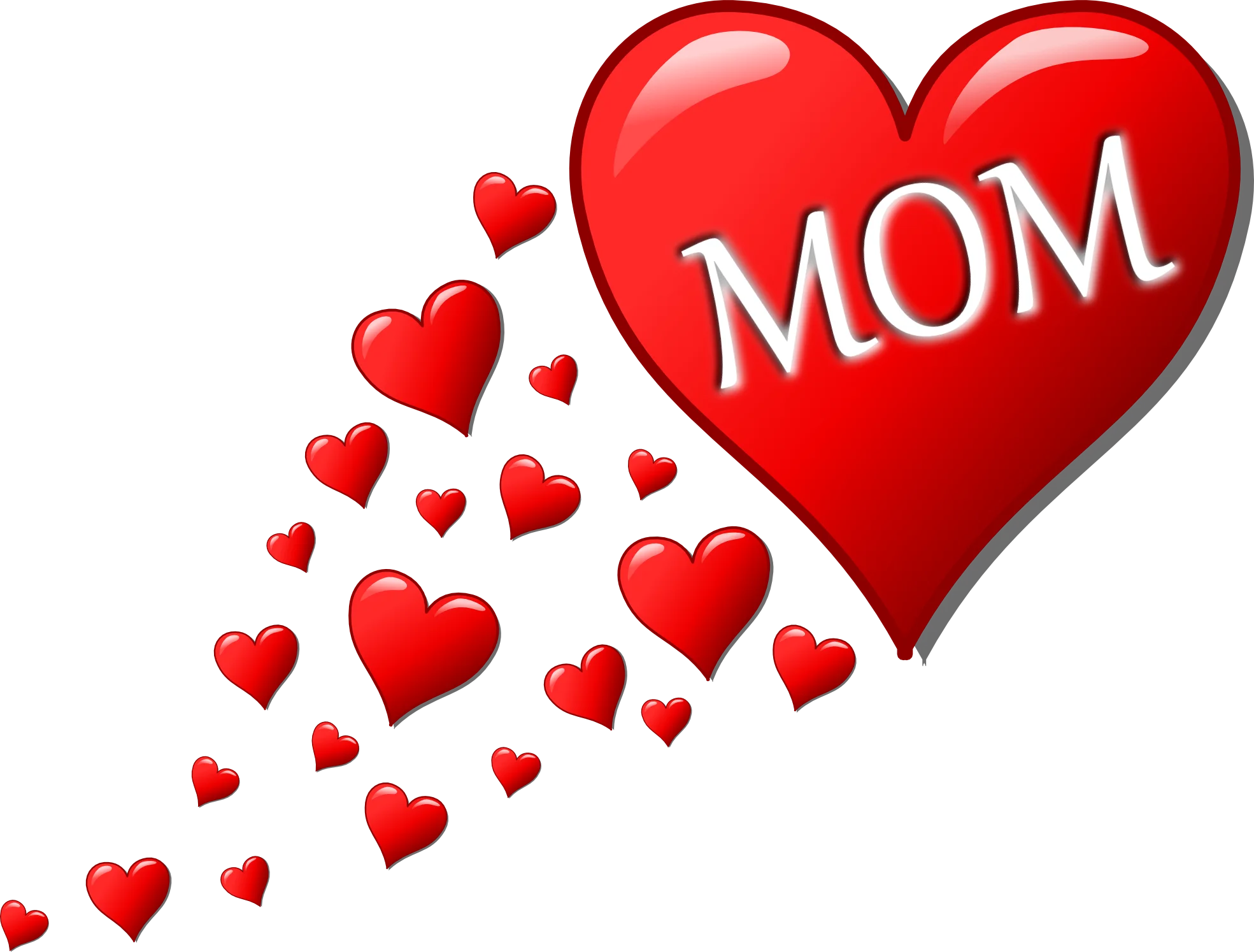 Heartfelt Mom Love Clipart: Radiant Red Hearts Celebrating Maternal Affection