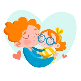 Heartwarming Parent and Child Embrace Cartoon Love Clipart Illustration