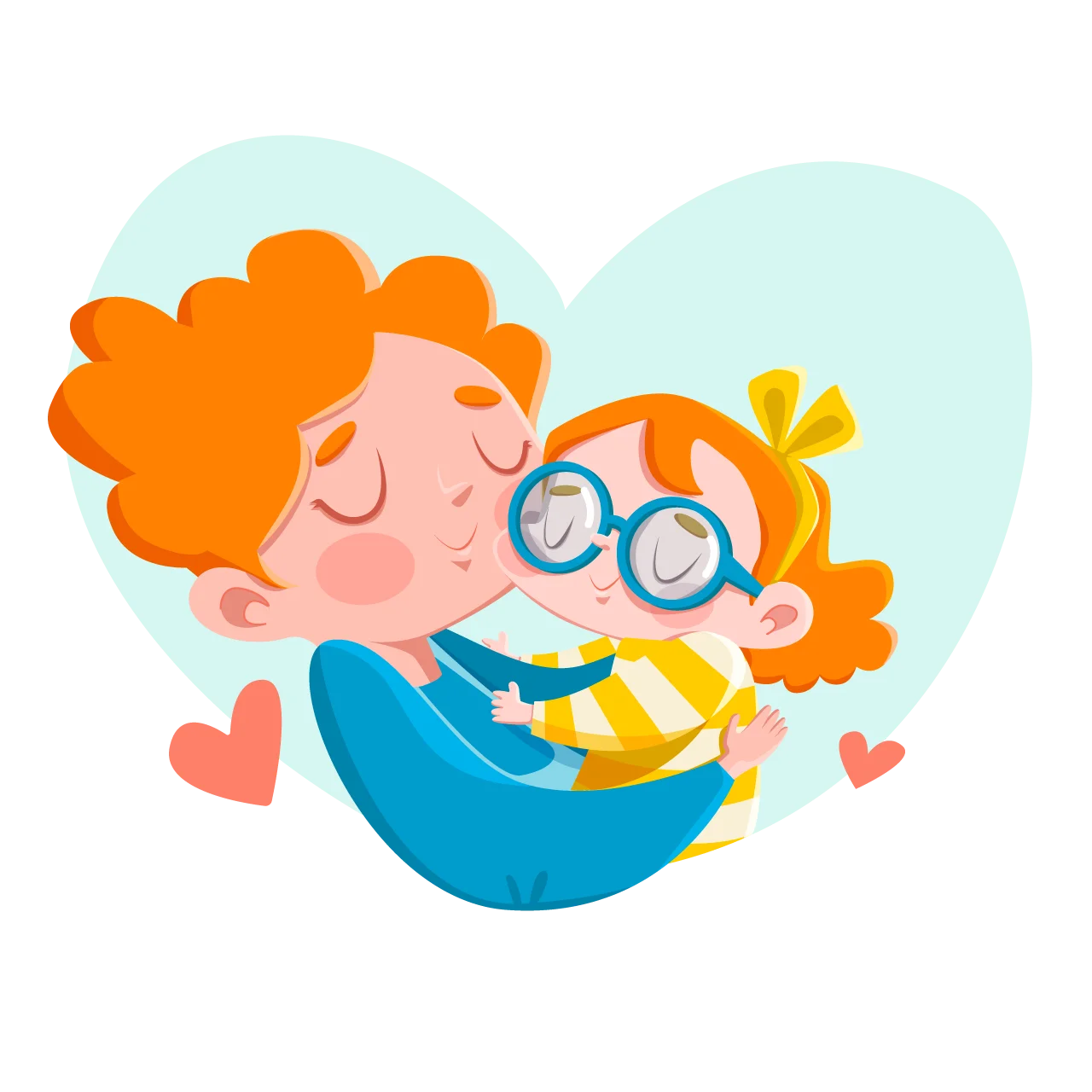 Heartwarming Parent and Child Embrace Cartoon Love Clipart Illustration