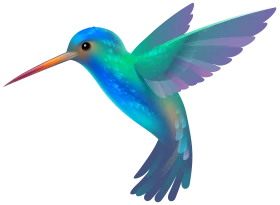 Luminescent Azure Hummingbird Clipart Soaring with Ethereal Grace and Color