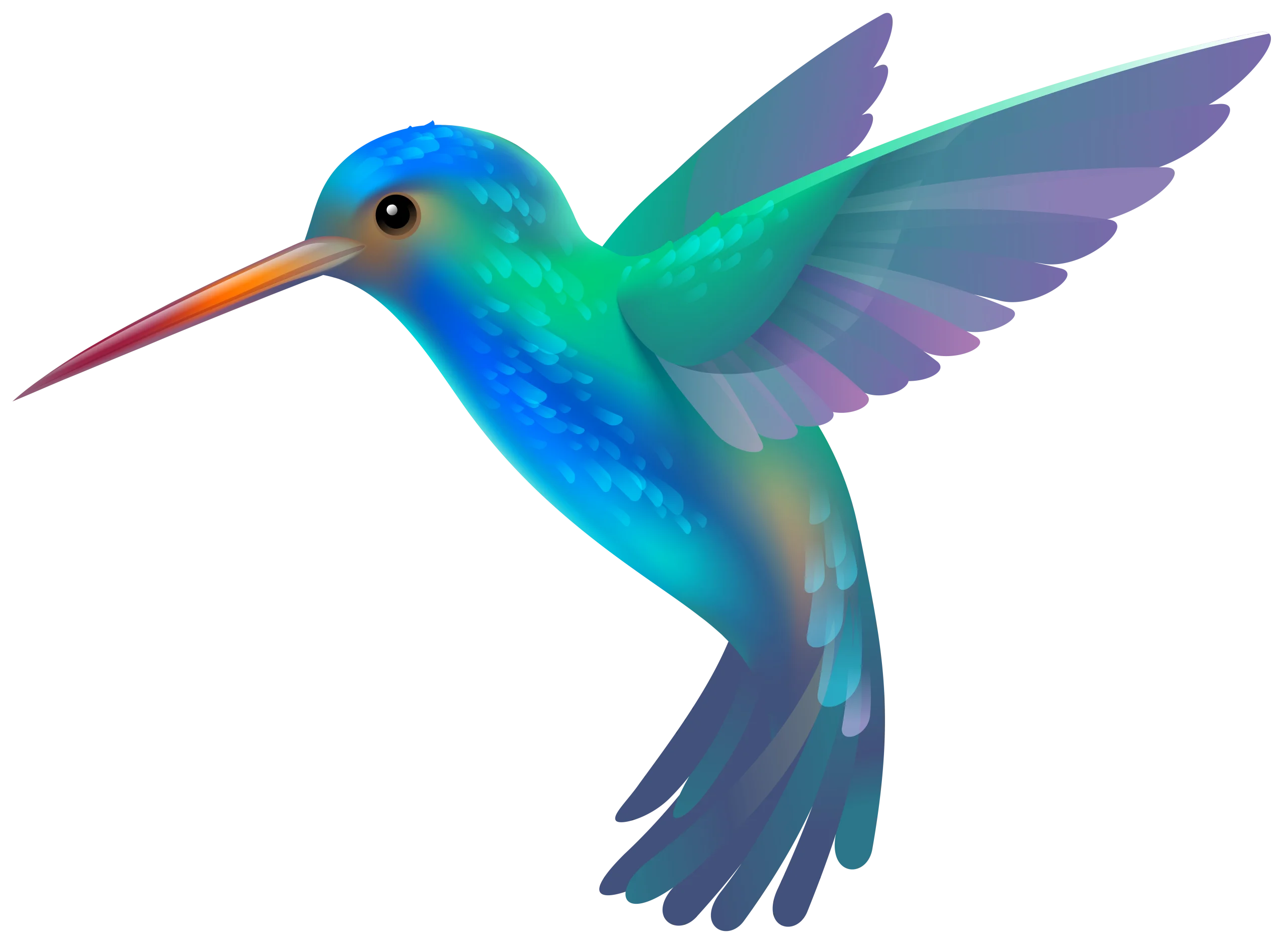 Luminescent Azure Hummingbird Clipart Soaring with Ethereal Grace and Color
