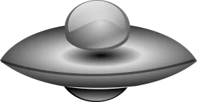 Minimalist Grayscale Flying Saucer Clipart Design with Smooth Metallic Texture