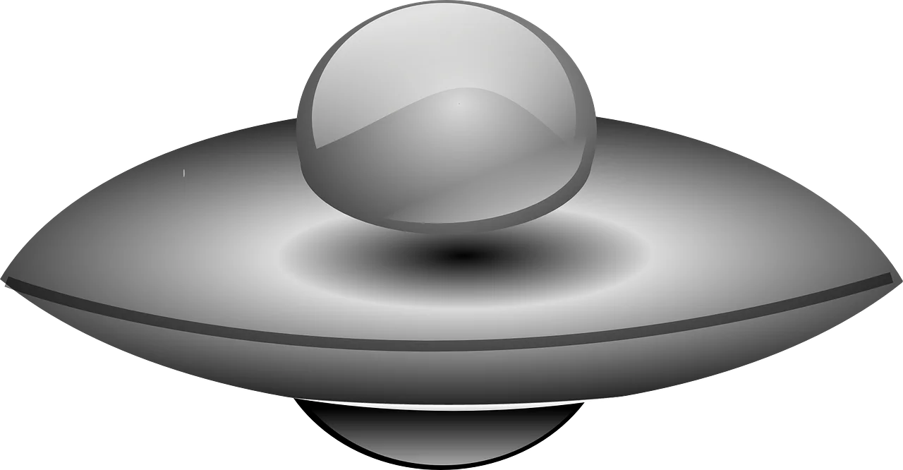Minimalist Grayscale Flying Saucer Clipart Design with Smooth Metallic Texture