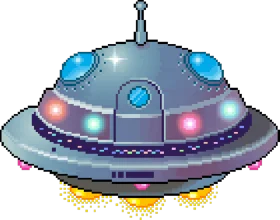 Pixel Art Retro UFO Clipart - Classic Sci-Fi Flying Saucer Illustration