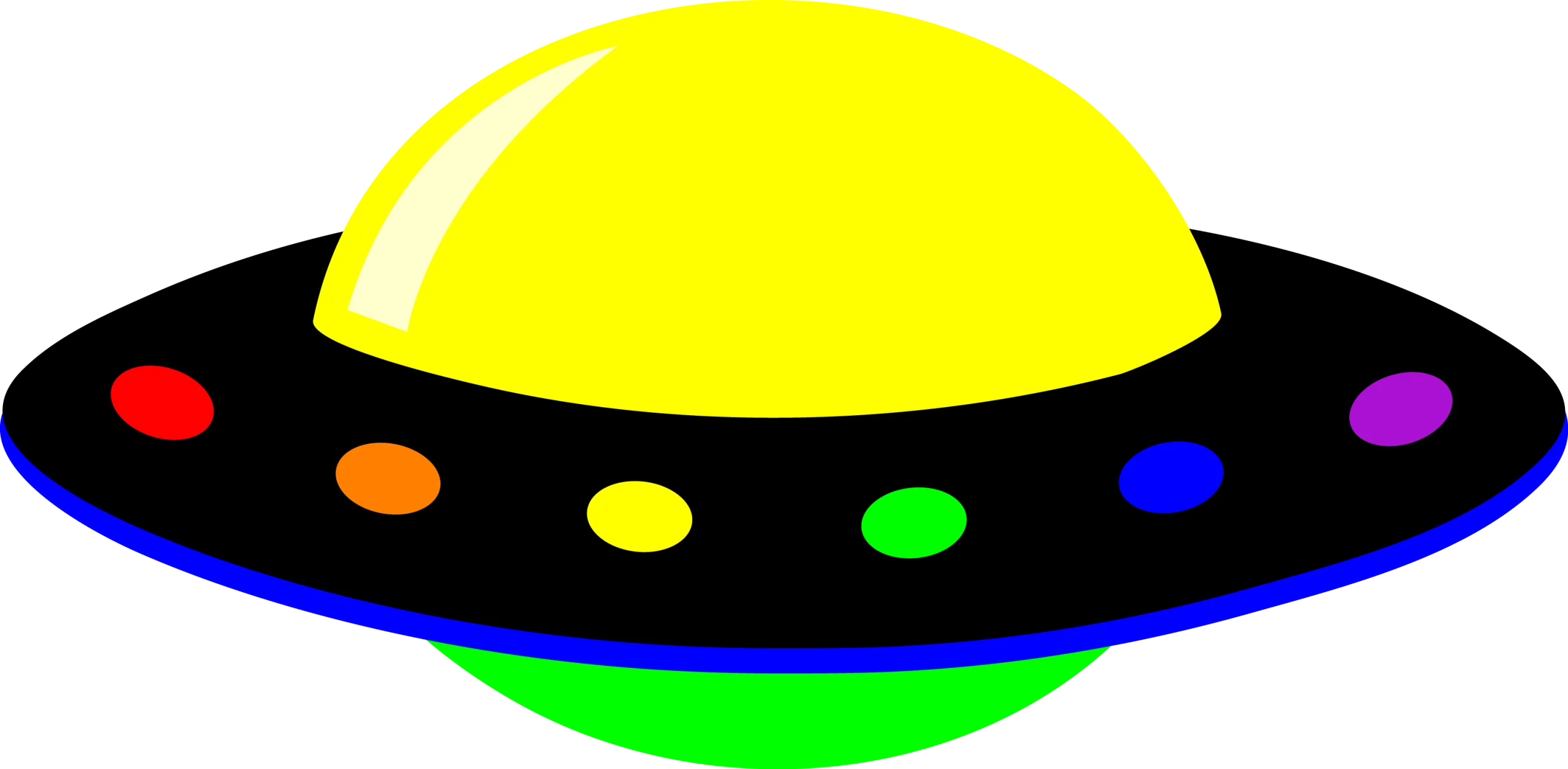 Playful Cartoon UFO Clipart with Colorful Lights and Rounded Design
