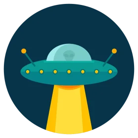 Retro Space Adventure: Classic UFO Alien Spacecraft Flat Design Clipart Illustration