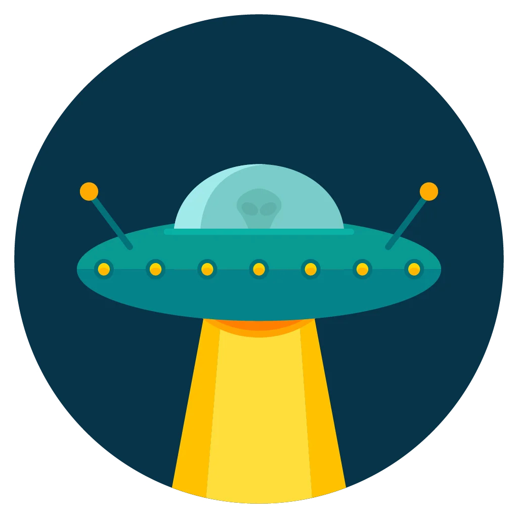 Retro Space Adventure: Classic UFO Alien Spacecraft Flat Design Clipart Illustration