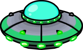 Retro-Style Green and Gray Alien Spacecraft Clipart Illustration
