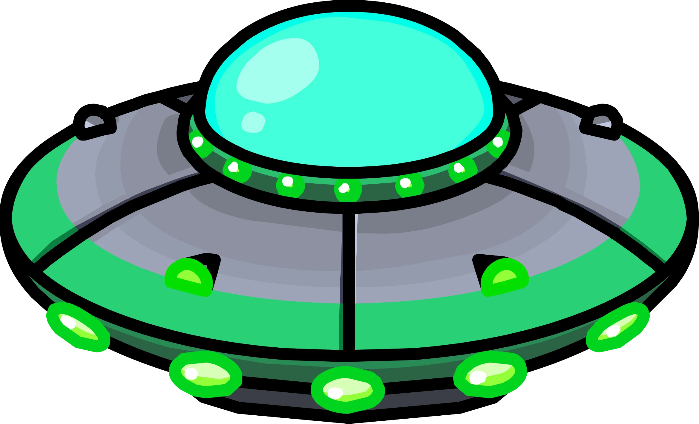 Retro-Style Green and Gray Alien Spacecraft Clipart Illustration