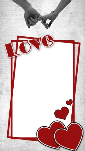 Romantic Love Clipart Design with Interlocking Hands and Hearts