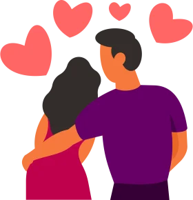 Romantic Love Embrace Clipart: Two Hearts Intertwined in Affectionate Moment
