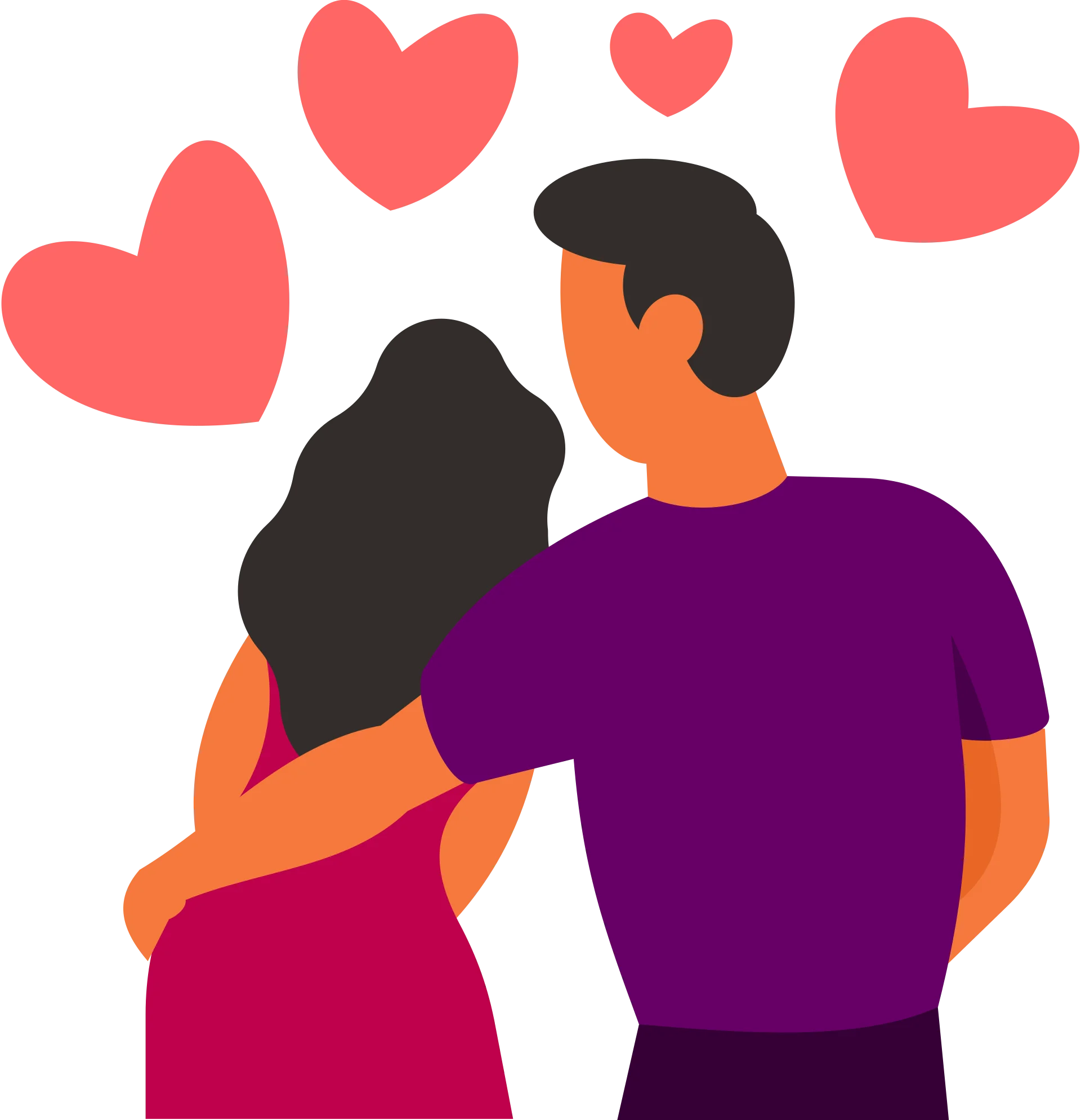 Romantic Love Embrace Clipart: Two Hearts Intertwined in Affectionate Moment
