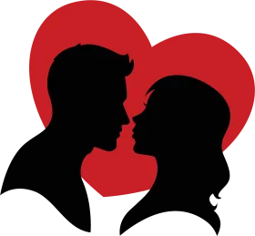 Romantic Silhouettes of Tender Moment Love Clipart Artwork