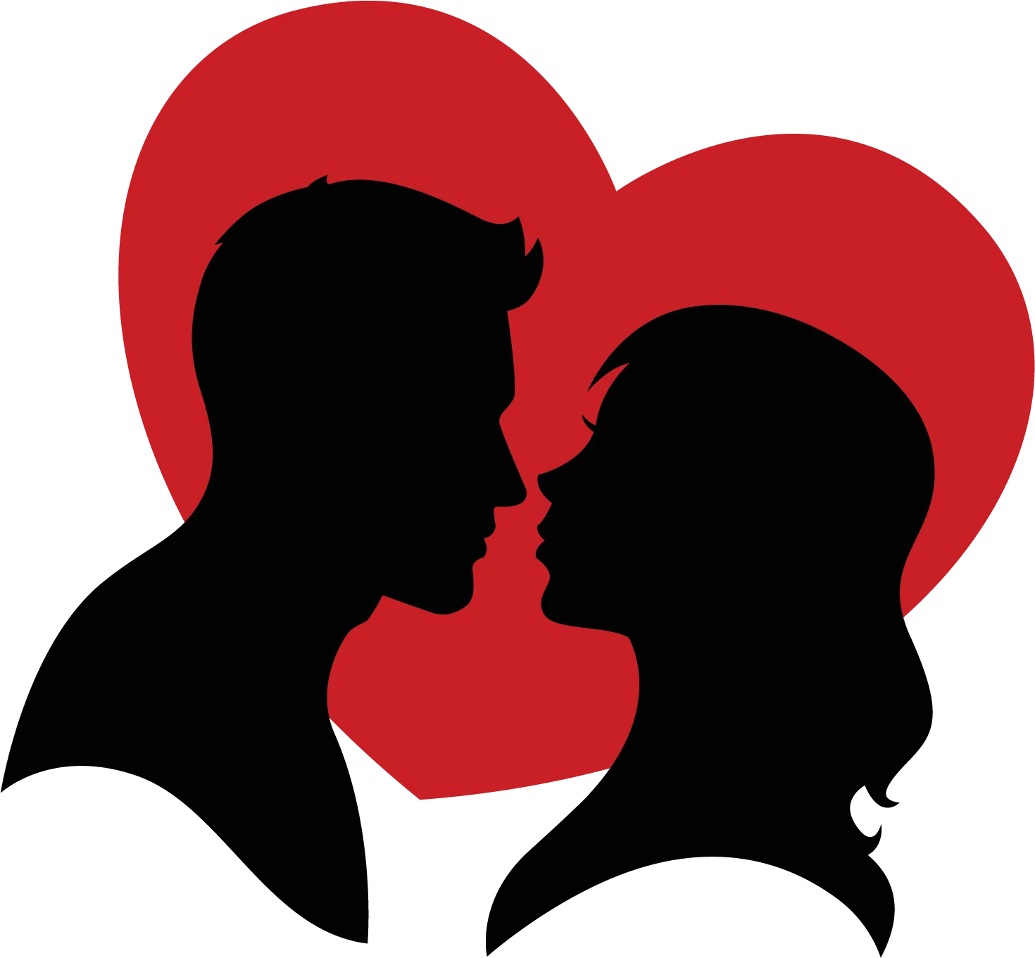 Romantic Silhouettes of Tender Moment Love Clipart Artwork