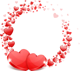 Romantic Valentine's Day Heart Shaped Clipart Frame with Floating Red Hearts