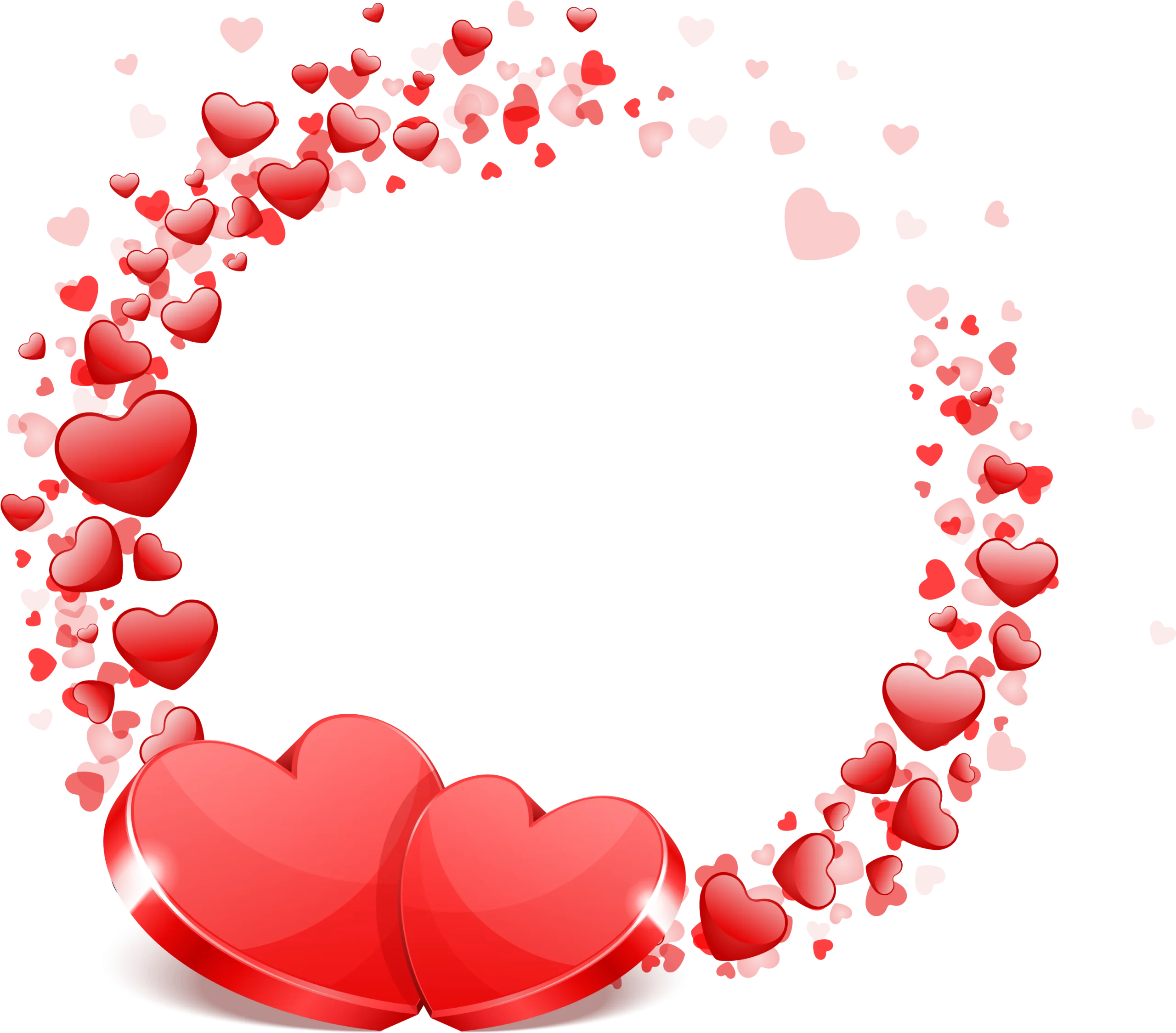 Romantic Valentine's Day Heart Shaped Clipart Frame with Floating Red Hearts