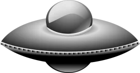 Sleek Monochromatic UFO Clipart with Smooth Metallic Design and Rounded Edges