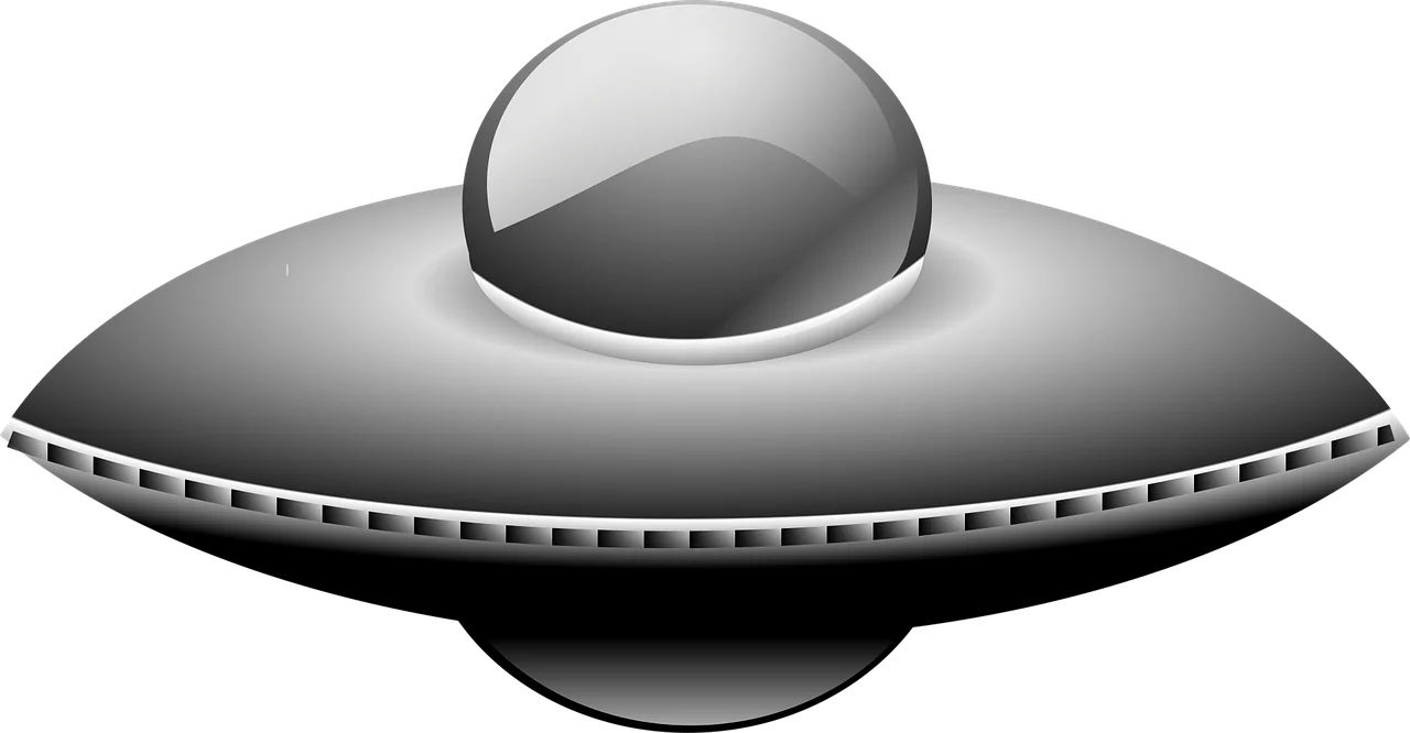Sleek Monochromatic UFO Clipart with Smooth Metallic Design and Rounded Edges