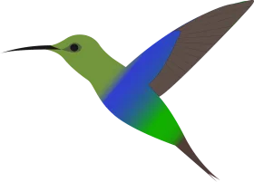 Stylized Green and Blue Geometric Hummingbird Clipart Vector Illustration