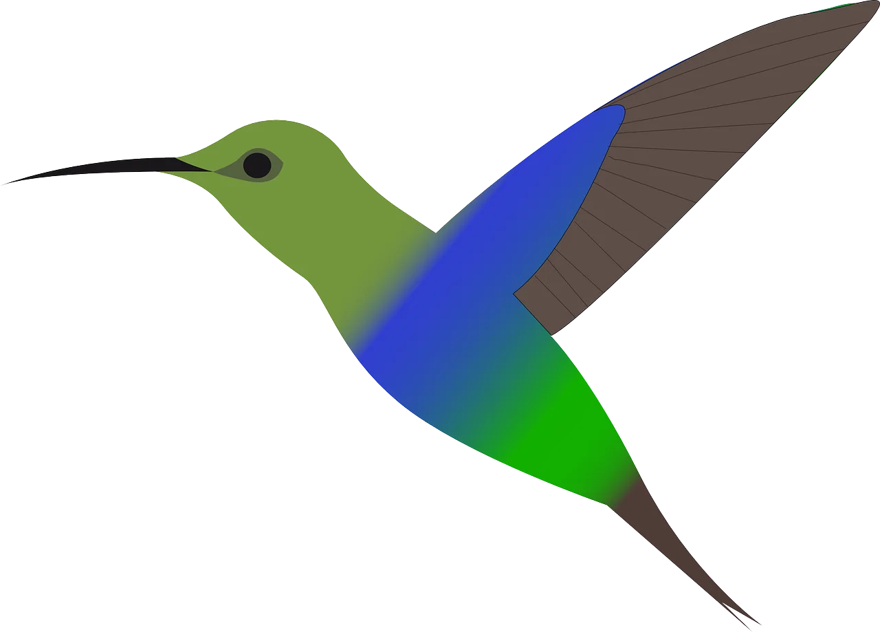 Stylized Green and Blue Geometric Hummingbird Clipart Vector Illustration