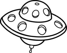 Whimsical Black and White UFO Clipart - Extraterrestrial Spacecraft Design