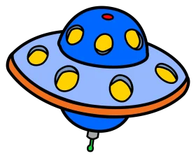 Whimsical Blue and Orange Extraterrestrial UFO Spacecraft Clipart Design