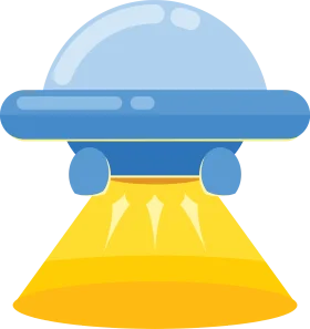 Whimsical Blue and Yellow Extraterrestrial Spacecraft Clipart Design