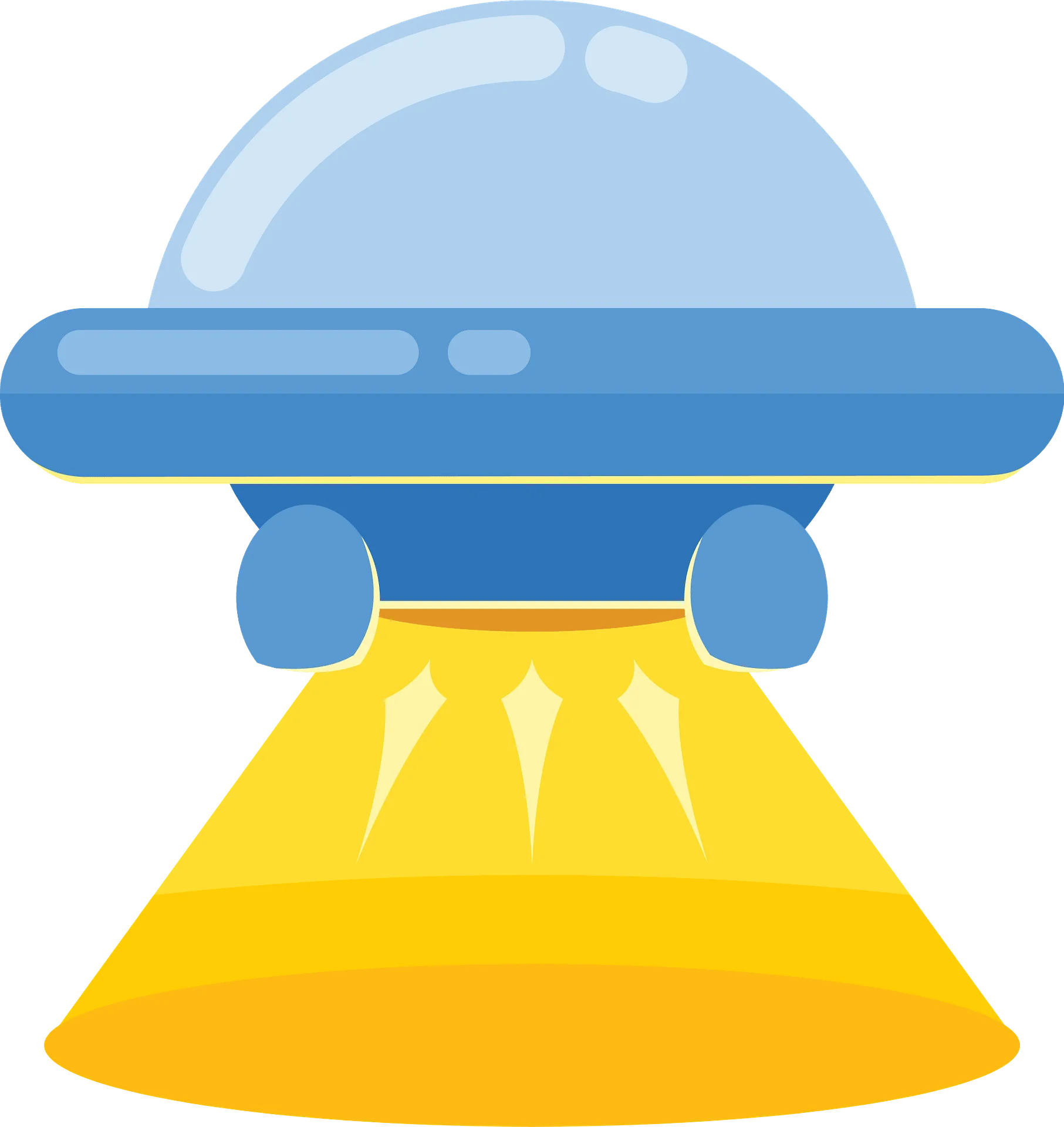 Whimsical Blue and Yellow Extraterrestrial Spacecraft Clipart Design