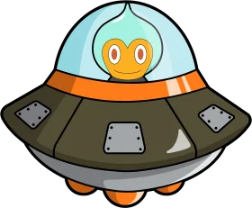 Whimsical Cartoon UFO Clipart: Cute Alien Spacecraft with Playful Design