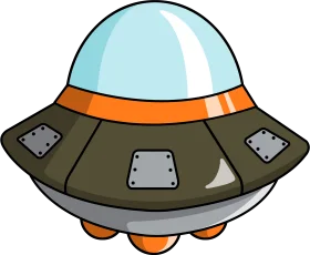 Whimsical Extraterrestrial Flying Saucer Cartoon Clipart Design with Retro Style