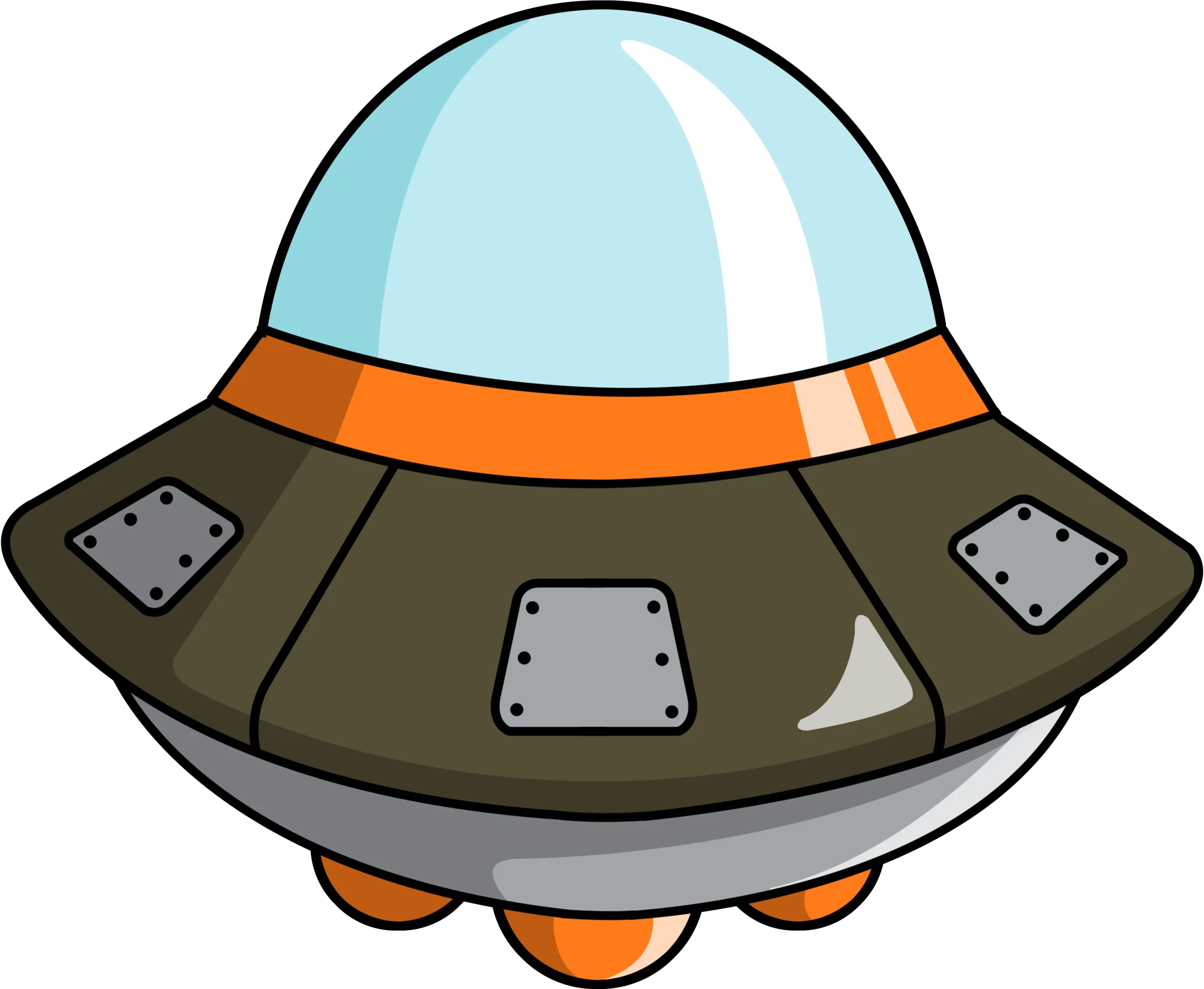 Whimsical Extraterrestrial Flying Saucer Cartoon Clipart Design with Retro Style