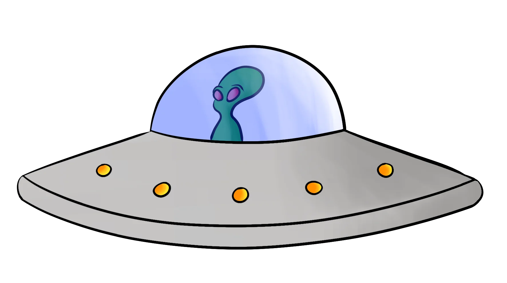 Whimsical Extraterrestrial Flying Saucer Clipart with Playful Alien Silhouette