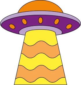 Whimsical Extraterrestrial Spacecraft Clipart: Playful UFO Design in Bold Colors