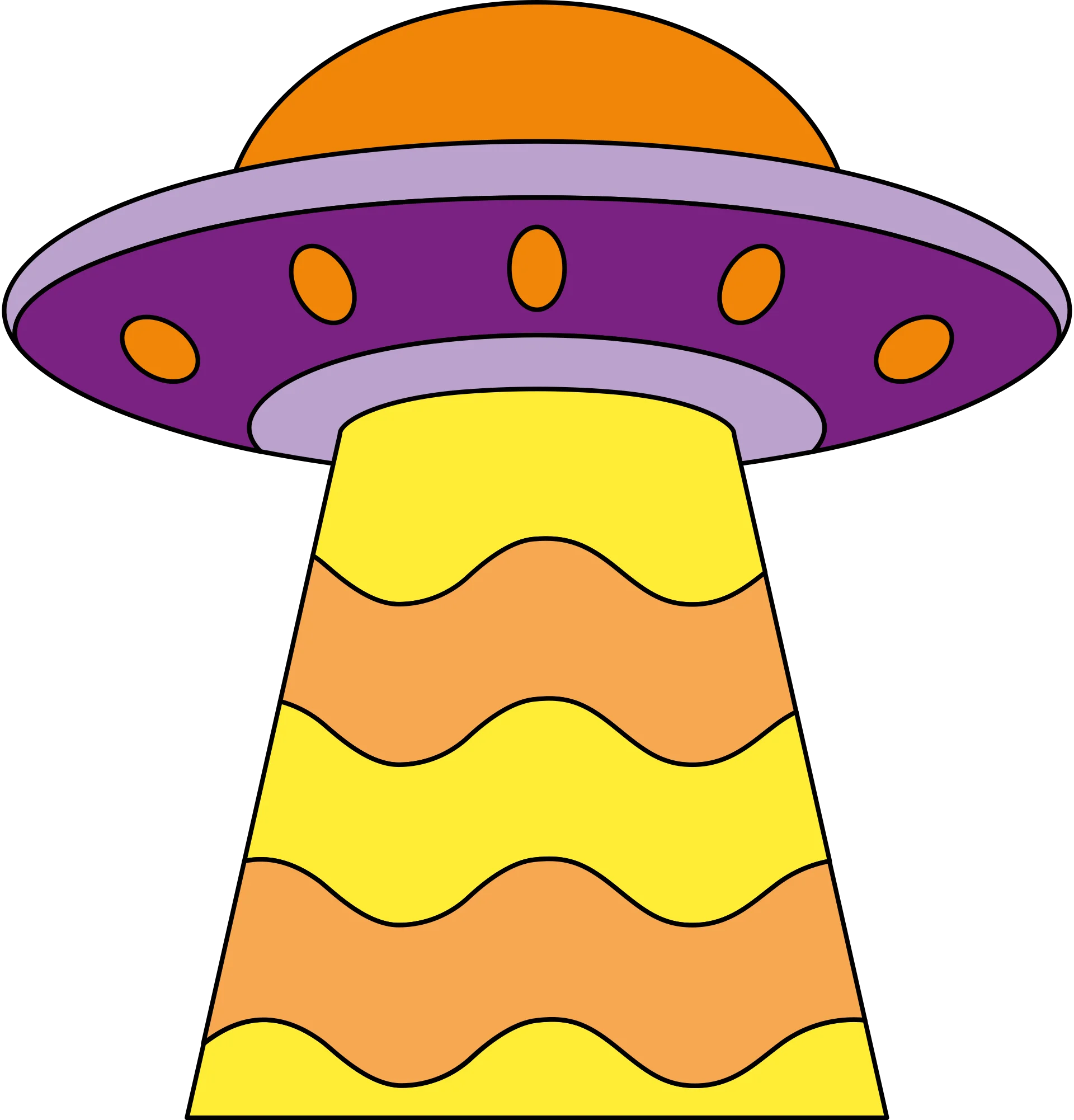 Whimsical Extraterrestrial Spacecraft Clipart: Playful UFO Design in Bold Colors