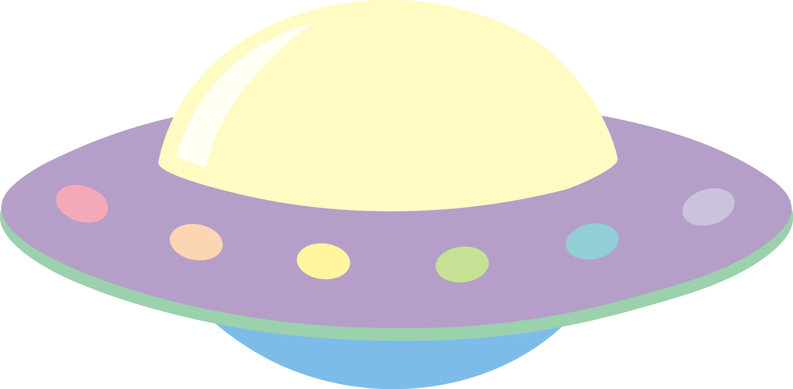 Whimsical Pastel-Toned UFO Spacecraft Clipart with Soft Color Palette
