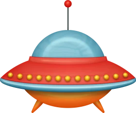 Whimsical Retro Flying Saucer Clipart - Playful Alien Spacecraft Design
