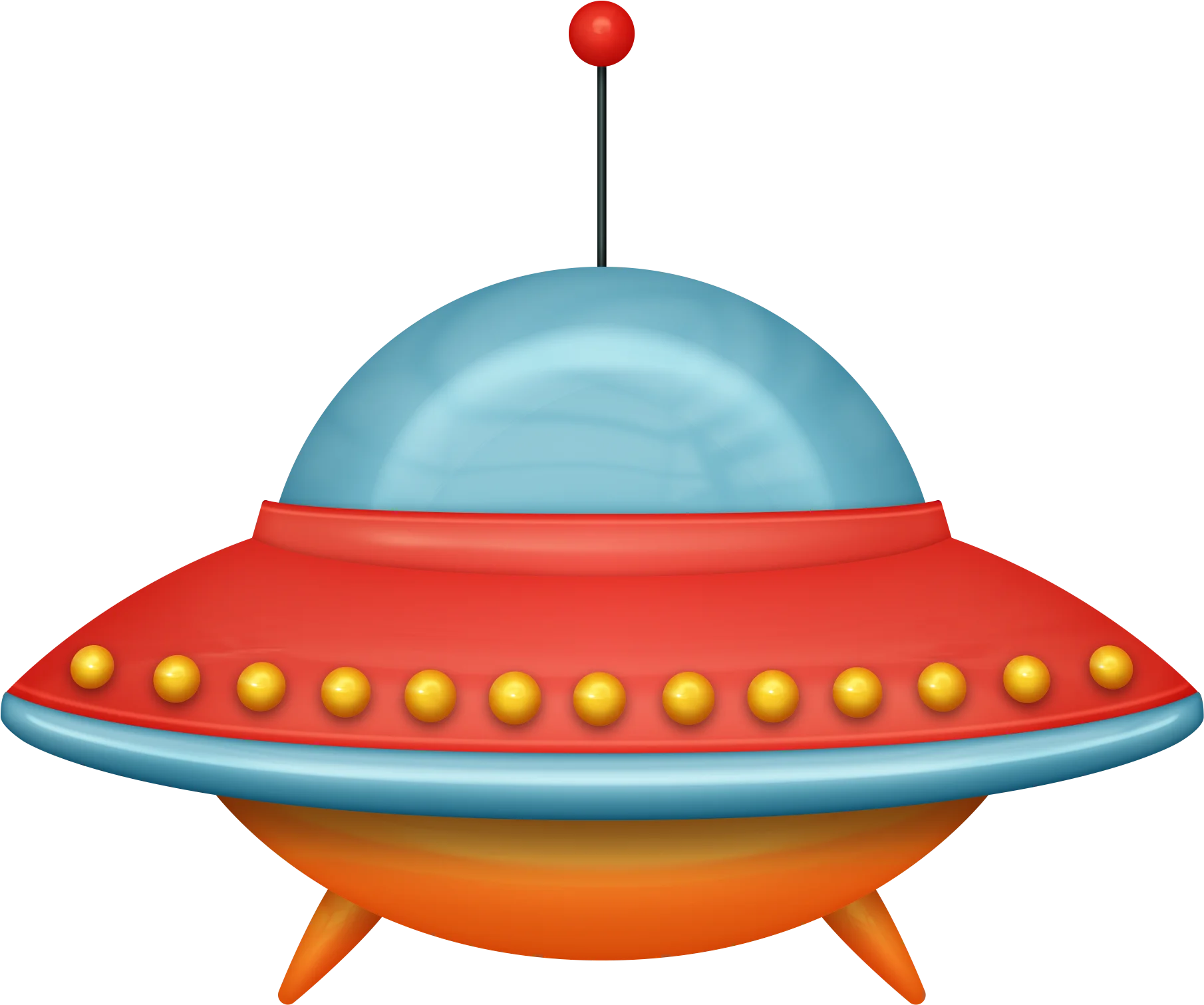 Whimsical Retro Flying Saucer Clipart - Playful Alien Spacecraft Design