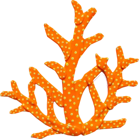 Artistic Orange Coral Reef Silhouette Clipart with Speckled Texture
