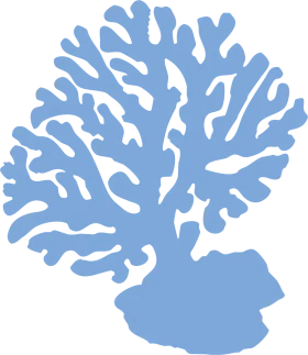 Elegant Blue Ocean Coral Silhouette Clipart - Underwater Marine Botanical Illustration