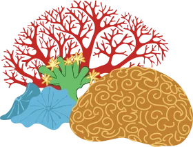 Intricate Marine Ecosystem Illustration: Coral Reef Clipart with Organic Forms